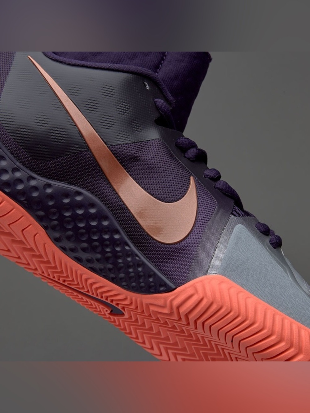 NIKE Court WOMENS FLARE - PURPLE DYNASTY/METALIC ROSE GOLD rare size 10 - Picture 2 of 4